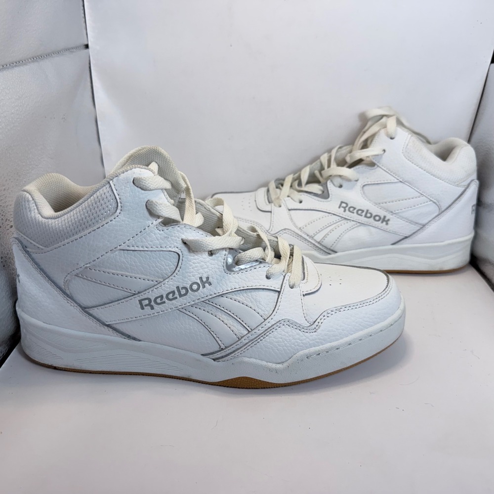 Reebok BB 4000 II Mid White Silver‎ Gum Mens Size 8 High Top Sneakers 096069